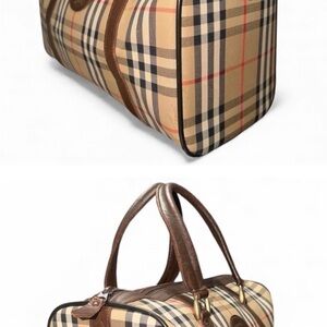 Burberry Women's Checkered Satchel in Tan and Brown